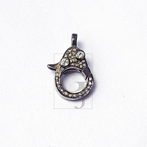 Both Sided Color Stone Design Clasp, Pave Rosecut Diamond Clasp, 925 Sterling Silver Handmade Clasp, Diamond Clasp, Pave Diamond Clasp