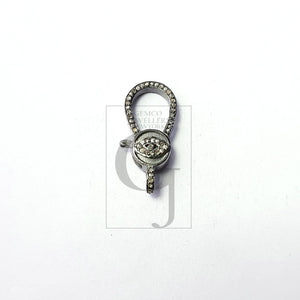 Eye clasp Rosecut pave diamond lobster clasp, 925 sterling silver diamond handmade finish clasp with matching diamond jump ring jewelry