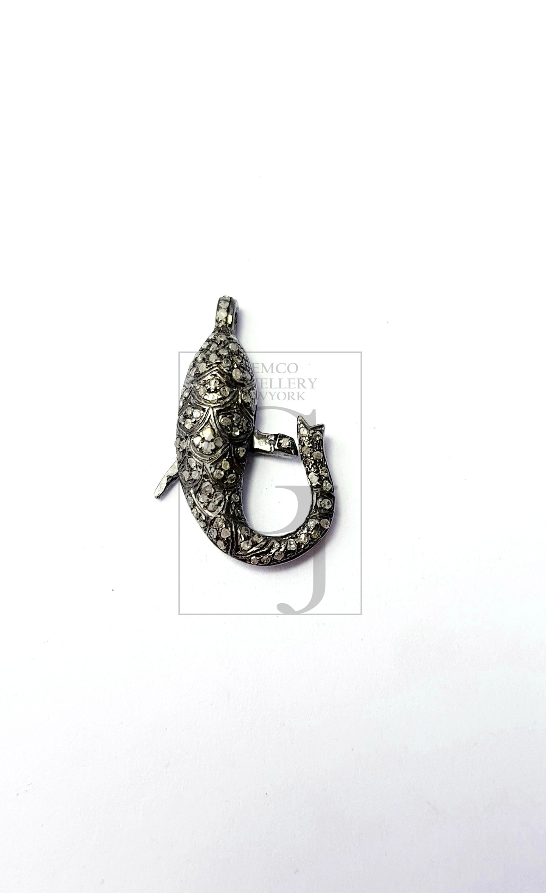 Beautiful Fish Shaped Designer Rosecut Pave Diamond Lobster Design Clasps 925 Sterling Silver Handmade Finish One Of A Kind Design Clasps