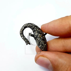 Beautiful Fish Shaped Designer Rosecut Pave Diamond Lobster Design Clasps 925 Sterling Silver Handmade Finish One Of A Kind Design Clasps