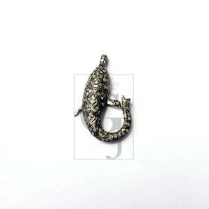 Beautiful Fish Shaped Designer Rosecut Pave Diamond Lobster Design Clasps 925 Sterling Silver Handmade Finish One Of A Kind Design Clasps