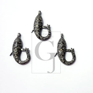 Beautiful Fish Shaped Designer Rosecut Pave Diamond Lobster Design Clasps 925 Sterling Silver Handmade Finish One Of A Kind Design Clasps