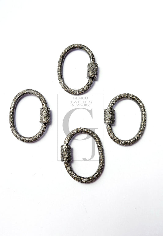Beautiful Designer Rosecut Pave Diamond Screw Design Clasp 925 Sterling Silver Handmade Finish Round Shaped Clasp