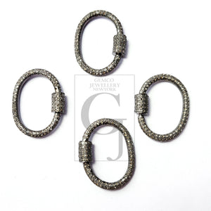 Beautiful Designer Rosecut Pave Diamond Screw Design Clasp 925 Sterling Silver Handmade Finish Round Shaped Clasp
