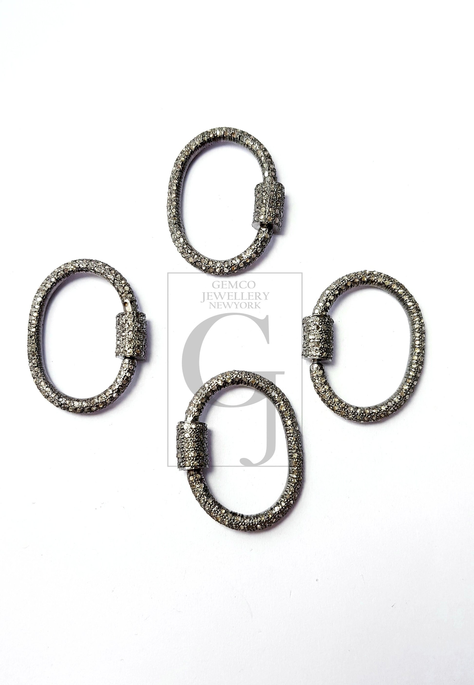 Beautiful Designer Rosecut Pave Diamond Screw Design Clasp 925 Sterling Silver Handmade Finish Round Shaped Clasp