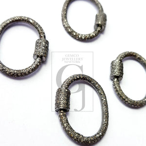 Beautiful Designer Rosecut Pave Diamond Screw Design Clasp 925 Sterling Silver Handmade Finish Round Shaped Clasp