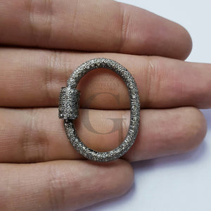 Beautiful Designer Rosecut Pave Diamond Screw Design Clasp 925 Sterling Silver Handmade Finish Round Shaped Clasp