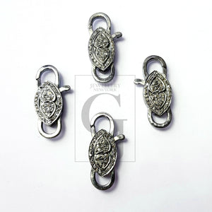 Rosecut pave diamond lobster design clasp 925 sterling silver handmade finish clasp with matching jump ring