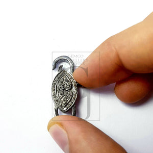 Rosecut pave diamond lobster design clasp 925 sterling silver handmade finish clasp with matching jump ring
