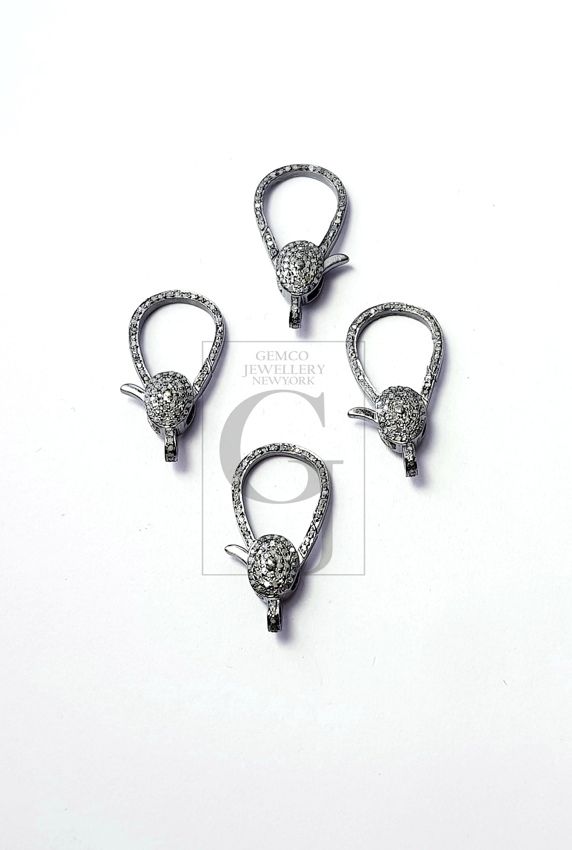 1pc Latest design Rosecut pave diamond lobster design clasp 925 sterling silver handmade finish clasp with matching jump ring lobster clasp