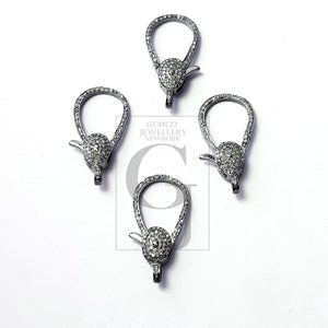 1pc Latest design Rosecut pave diamond lobster design clasp 925 sterling silver handmade finish clasp with matching jump ring lobster clasp