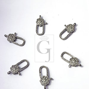 Pave Rosecut Diamond 925 Sterling Silver Handmade Very Beautiful Designer Pave Diamond Lobster Clasp New Design Floral Shape Clasp