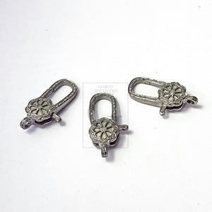Pave Rosecut Diamond 925 Sterling Silver Handmade Very Beautiful Designer Pave Diamond Lobster Clasp New Design Floral Shape Clasp