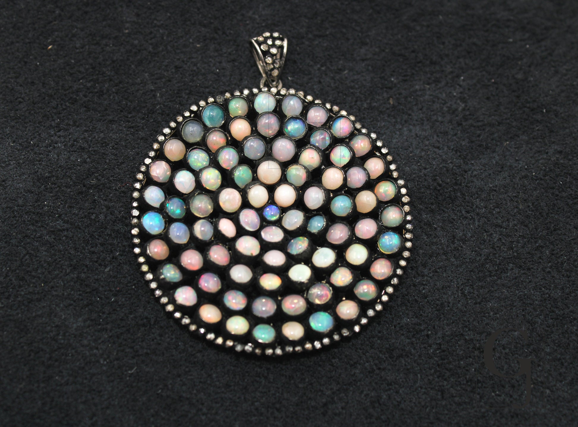 Very beautiful Opal designer pendant Rosecut pave diamond pendant 925 sterling silver handmade finish diamond jewelry necklace pendant