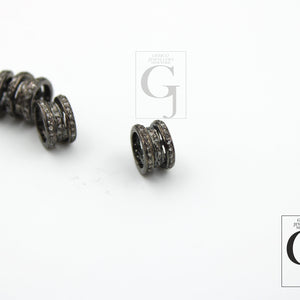 Rondelles Pave Diamond  Bead / Spacers Design Pave Diamond 925 Sterling Silver Handmade Jewelry Diamond Fine Jewelry