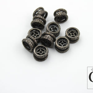 Rondelles Pave Diamond  Bead / Spacers Design Pave Diamond 925 Sterling Silver Handmade Jewelry Diamond Fine Jewelry