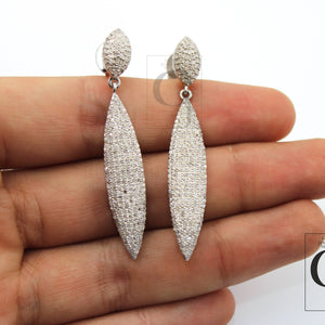 Very beautiful designer earring Rosecut pave diamond earrings 14k white gold  925 sterling silver handmade silver finish diamond earring