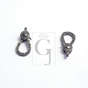 Pave rosecut diamond 925 sterling silver handmade pave diamond lobster clasp