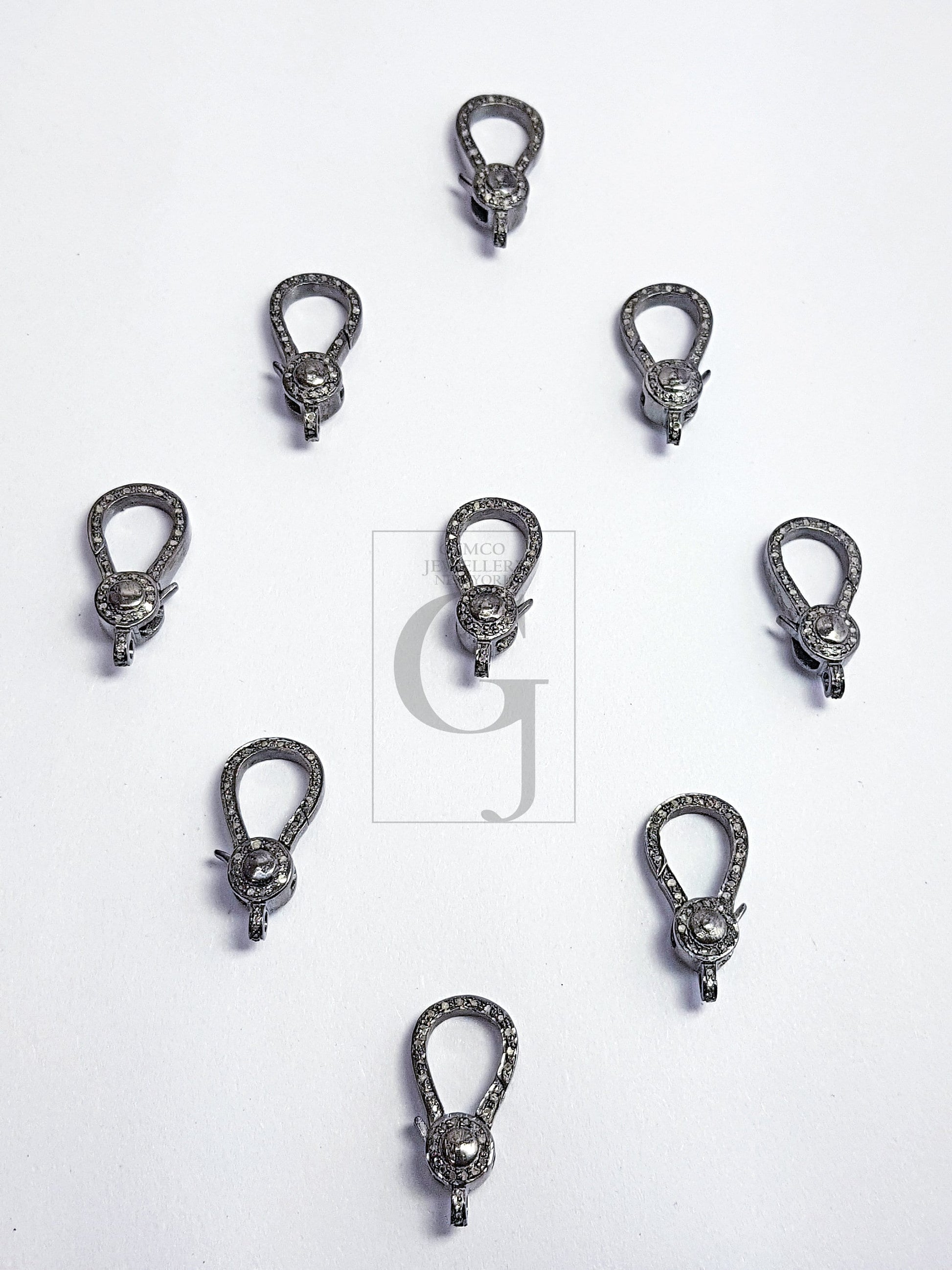 Pave rosecut diamond 925 sterling silver handmade pave diamond lobster clasp