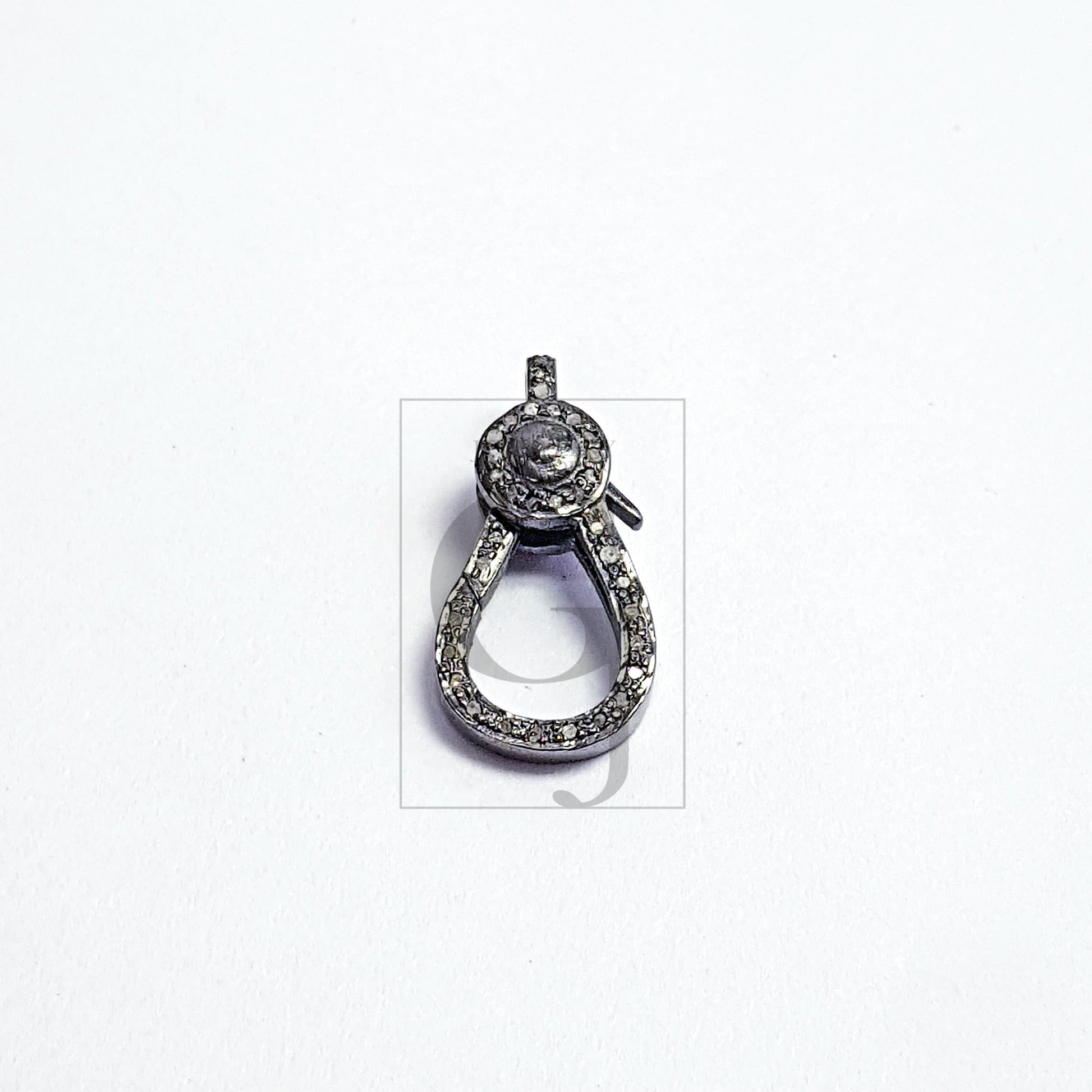 Pave rosecut diamond 925 sterling silver handmade pave diamond lobster clasp