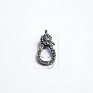 Pave rosecut diamond 925 sterling silver handmade pave diamond lobster clasp