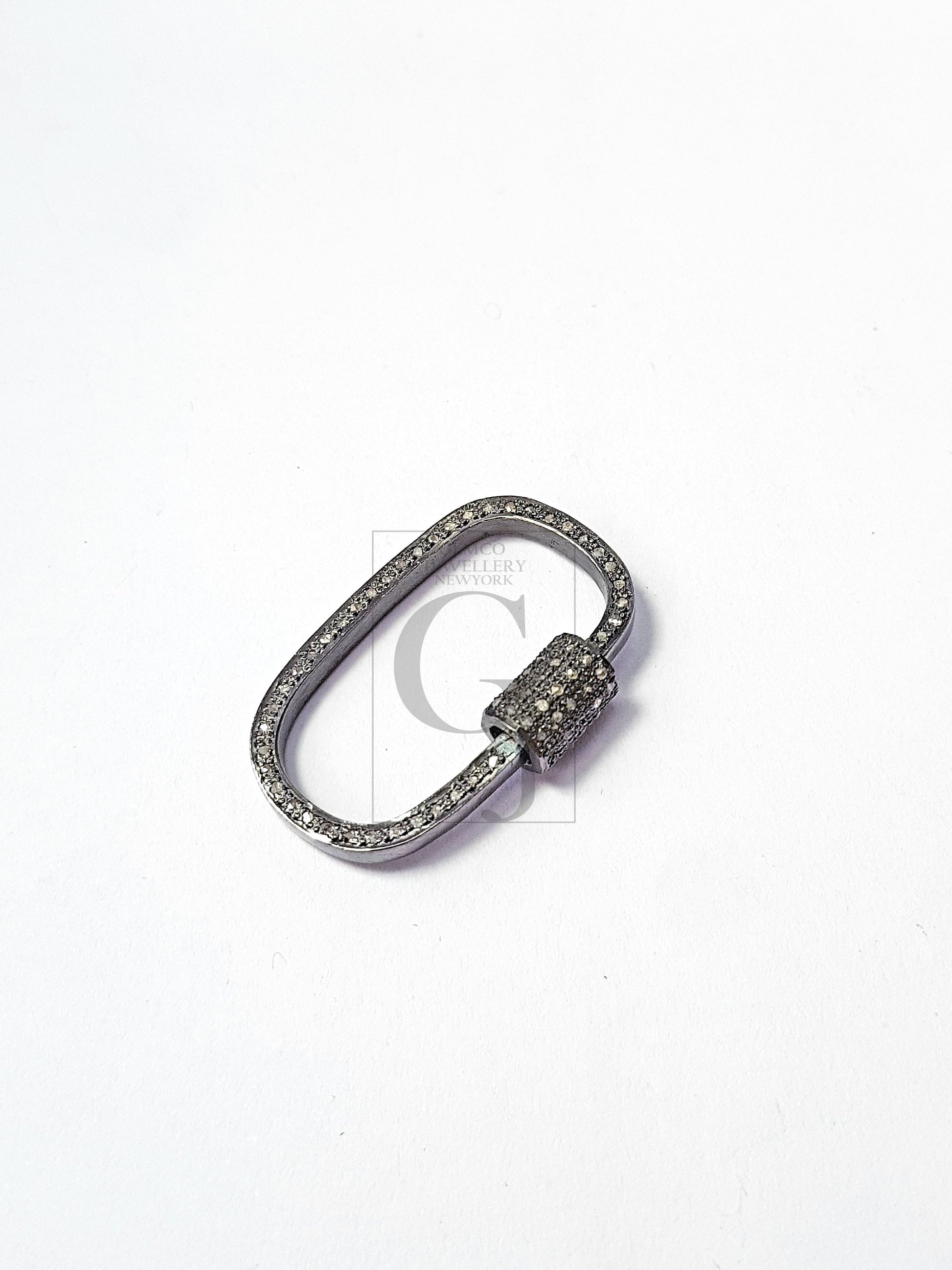 Pave rosecut diamond 925 sterling silver handmade pave diamond clasp screw design