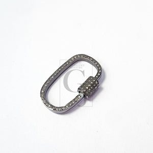 Pave rosecut diamond 925 sterling silver handmade pave diamond clasp screw design