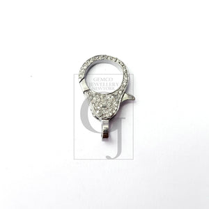 Pave Diamond Clasp,Diamond Lobster Clasp, 925 Sterling Silver Handmade Finish Clasp, Rose Cut Diamond Clasp With Matching Jump Ring