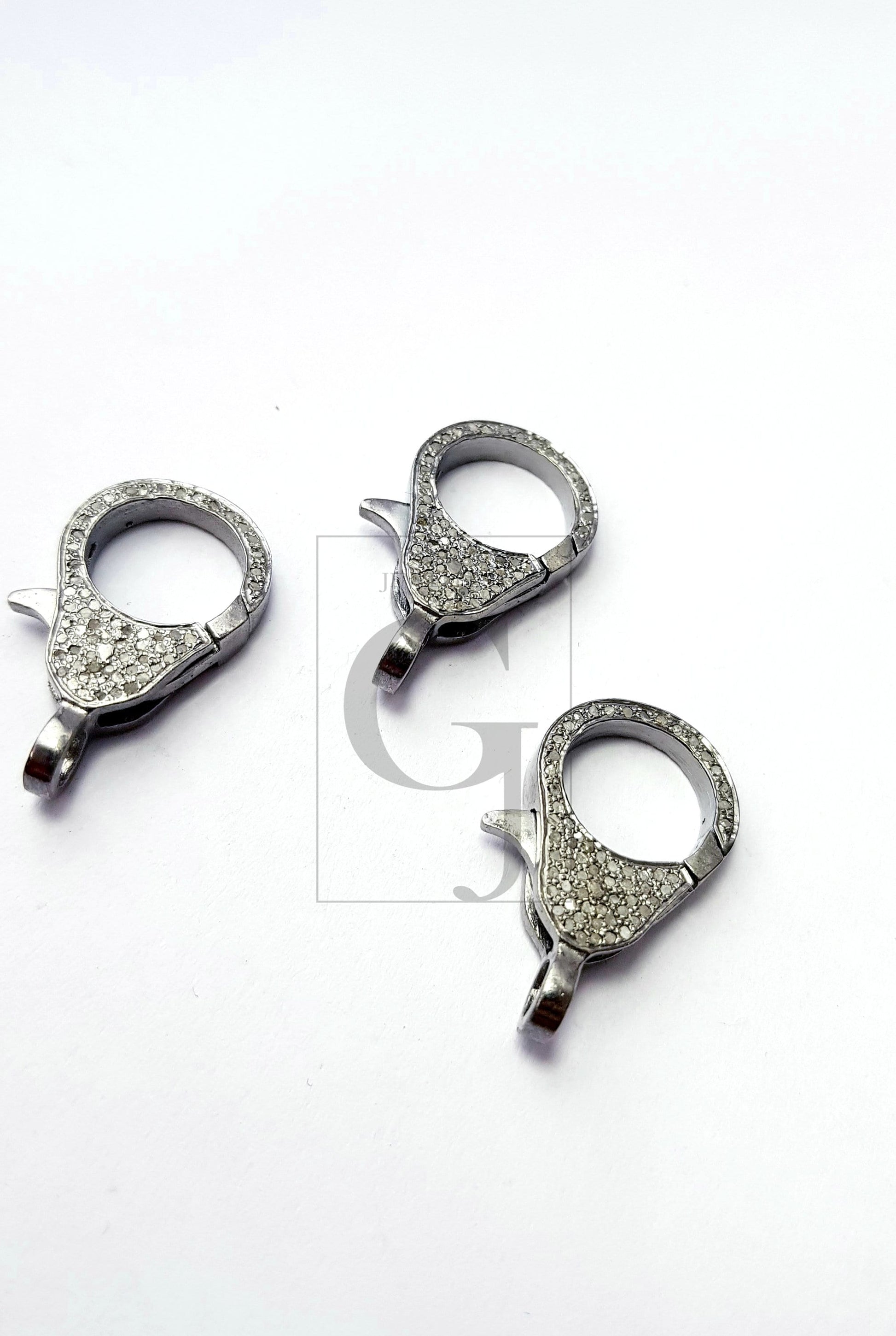 Pave Diamond Clasp,Diamond Lobster Clasp, 925 Sterling Silver Handmade Finish Clasp, Rose Cut Diamond Clasp With Matching Jump Ring