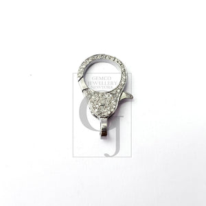 Pave Diamond Clasp,Diamond Lobster Clasp, 925 Sterling Silver Handmade Finish Clasp, Rose Cut Diamond Clasp With Matching Jump Ring