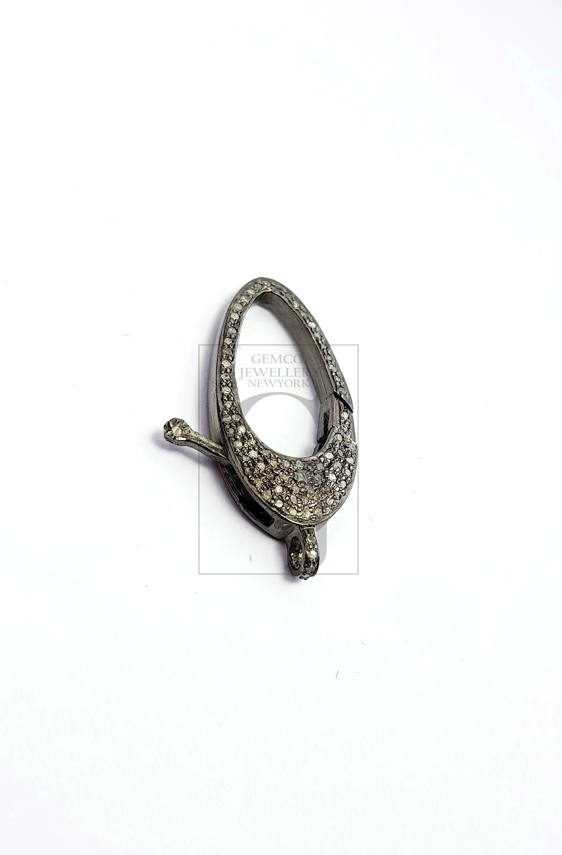 Antique Finish Rosecut Pave Diamond Lobster Designer Clasp 925 Sterling Silver Handmade Finish Clasp With Matching Diamond Jump Ring Jewelry