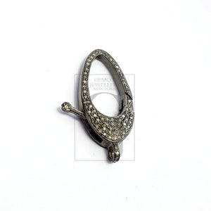 Antique Finish Rosecut Pave Diamond Lobster Designer Clasp 925 Sterling Silver Handmade Finish Clasp With Matching Diamond Jump Ring Jewelry