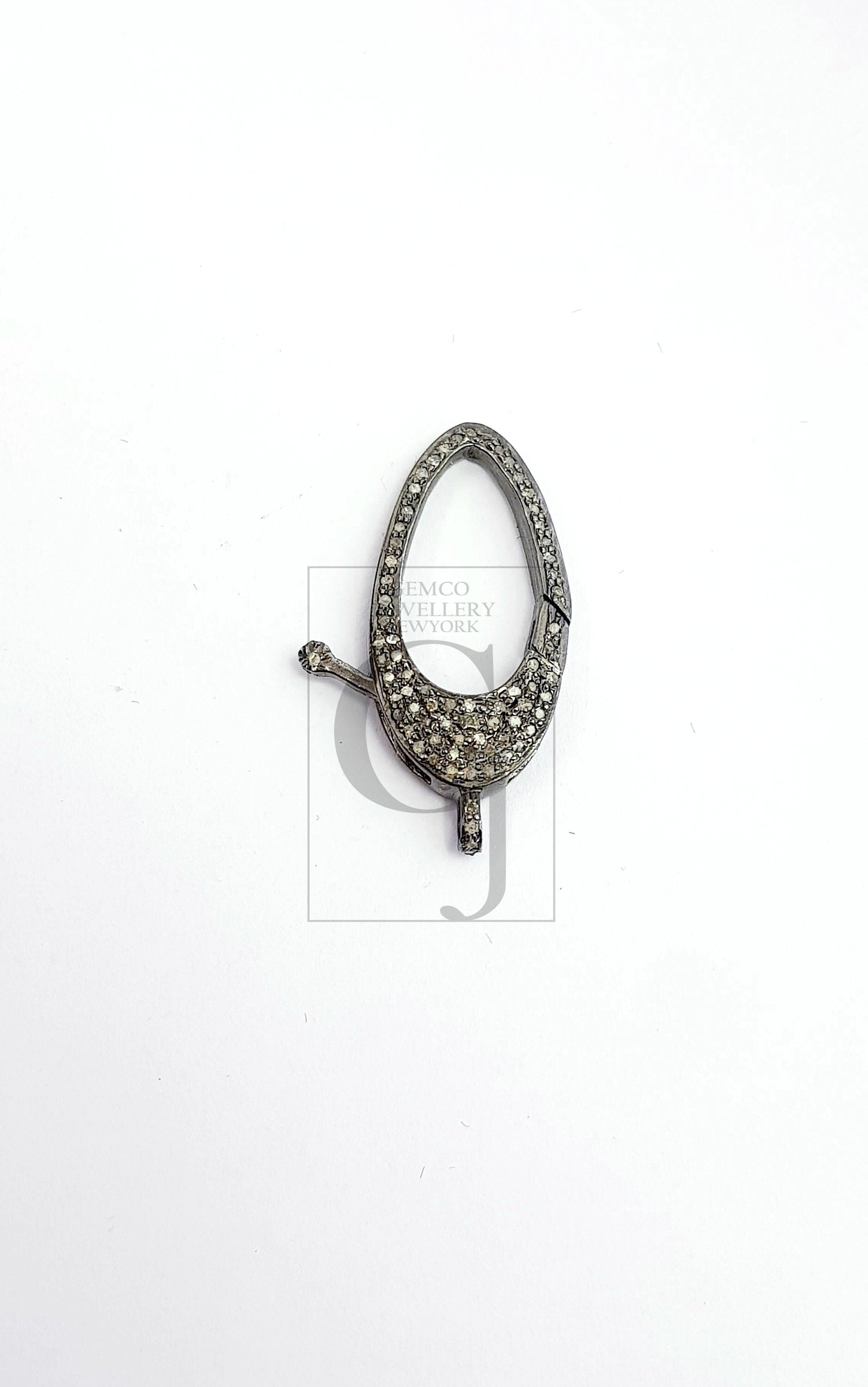 Antique Finish Rosecut Pave Diamond Lobster Designer Clasp 925 Sterling Silver Handmade Finish Clasp With Matching Diamond Jump Ring Jewelry
