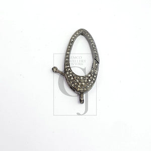 Antique Finish Rosecut Pave Diamond Lobster Designer Clasp 925 Sterling Silver Handmade Finish Clasp With Matching Diamond Jump Ring Jewelry