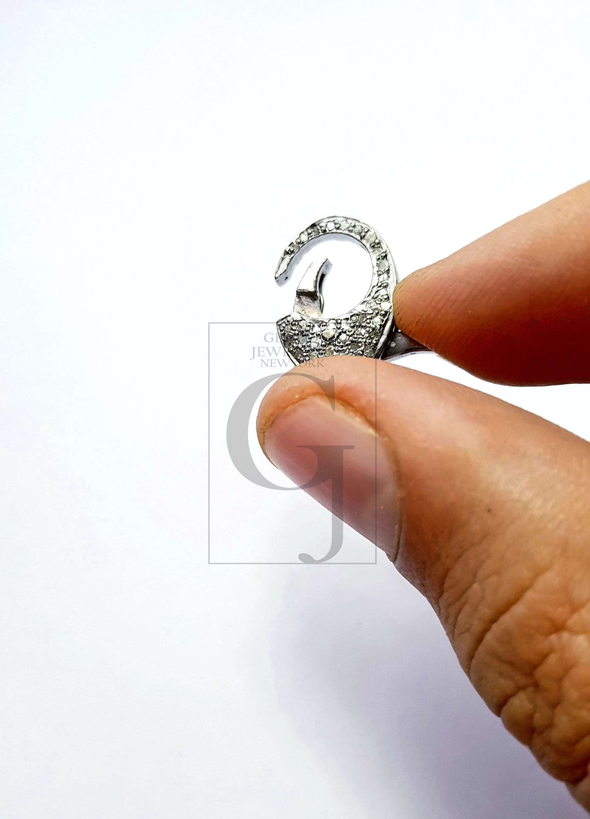 Rosecut Pave Diamond Clasp Lock Designer Lobster Clasp 925 Sterling Silver Handmade Finish Clasp With Matching Jump Ring