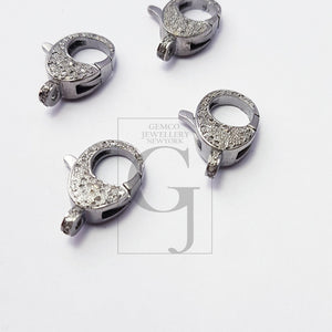 Rosecut Pave Diamond Clasp Lock Designer Lobster Clasp 925 Sterling Silver Handmade Finish Clasp With Matching Jump Ring