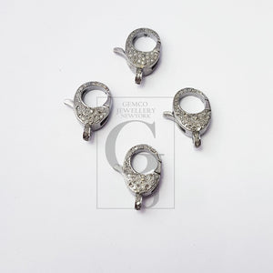 Rosecut Pave Diamond Clasp Lock Designer Lobster Clasp 925 Sterling Silver Handmade Finish Clasp With Matching Jump Ring