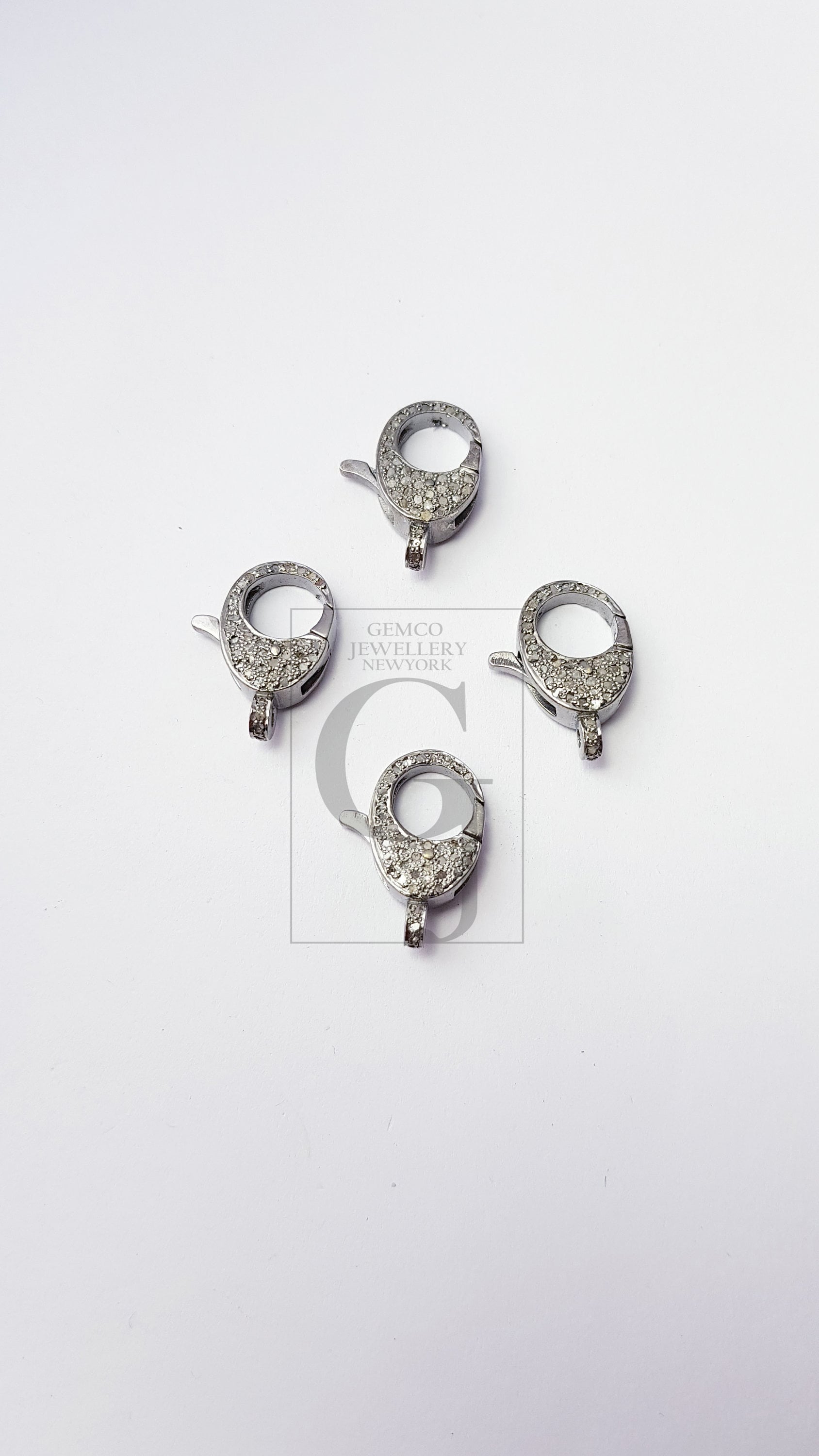Rosecut Pave Diamond Clasp Lock Designer Lobster Clasp 925 Sterling Silver Handmade Finish Clasp With Matching Jump Ring