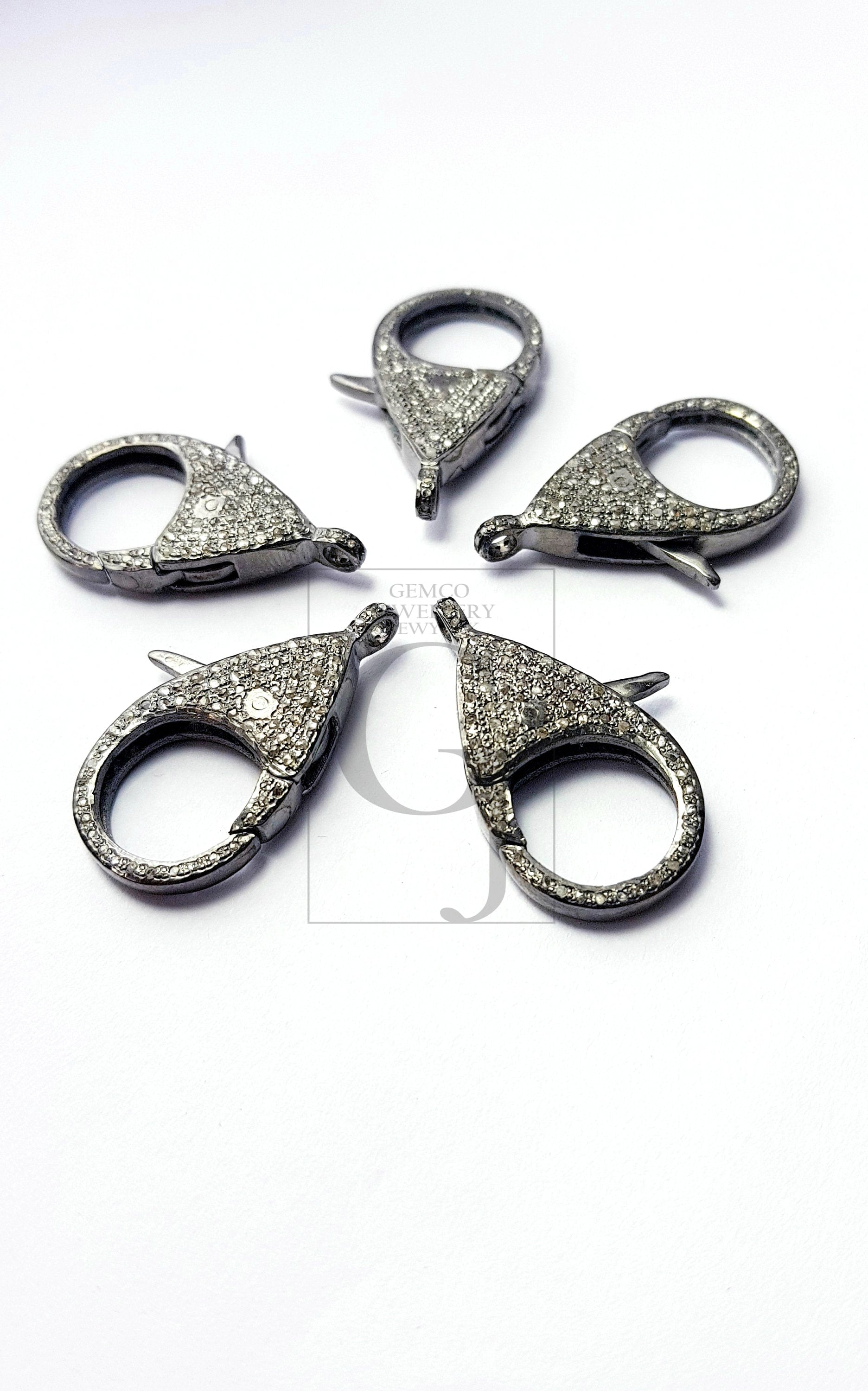 Pave diamond clasps, rose cut diamond lobster clasp,925 sterling silver handmade finish clasp, diamond jump ring , jewelry making supplies