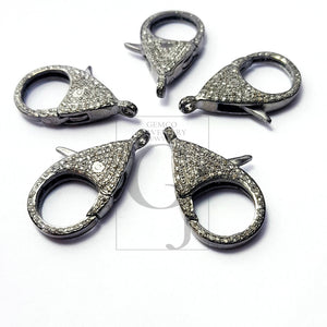 Pave diamond clasps, rose cut diamond lobster clasp,925 sterling silver handmade finish clasp, diamond jump ring , jewelry making supplies