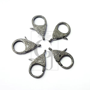 Pave diamond clasps, rose cut diamond lobster clasp,925 sterling silver handmade finish clasp, diamond jump ring , jewelry making supplies