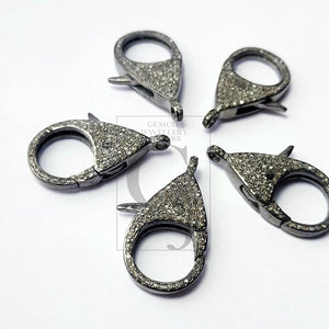 Pave diamond clasps, rose cut diamond lobster clasp,925 sterling silver handmade finish clasp, diamond jump ring , jewelry making supplies