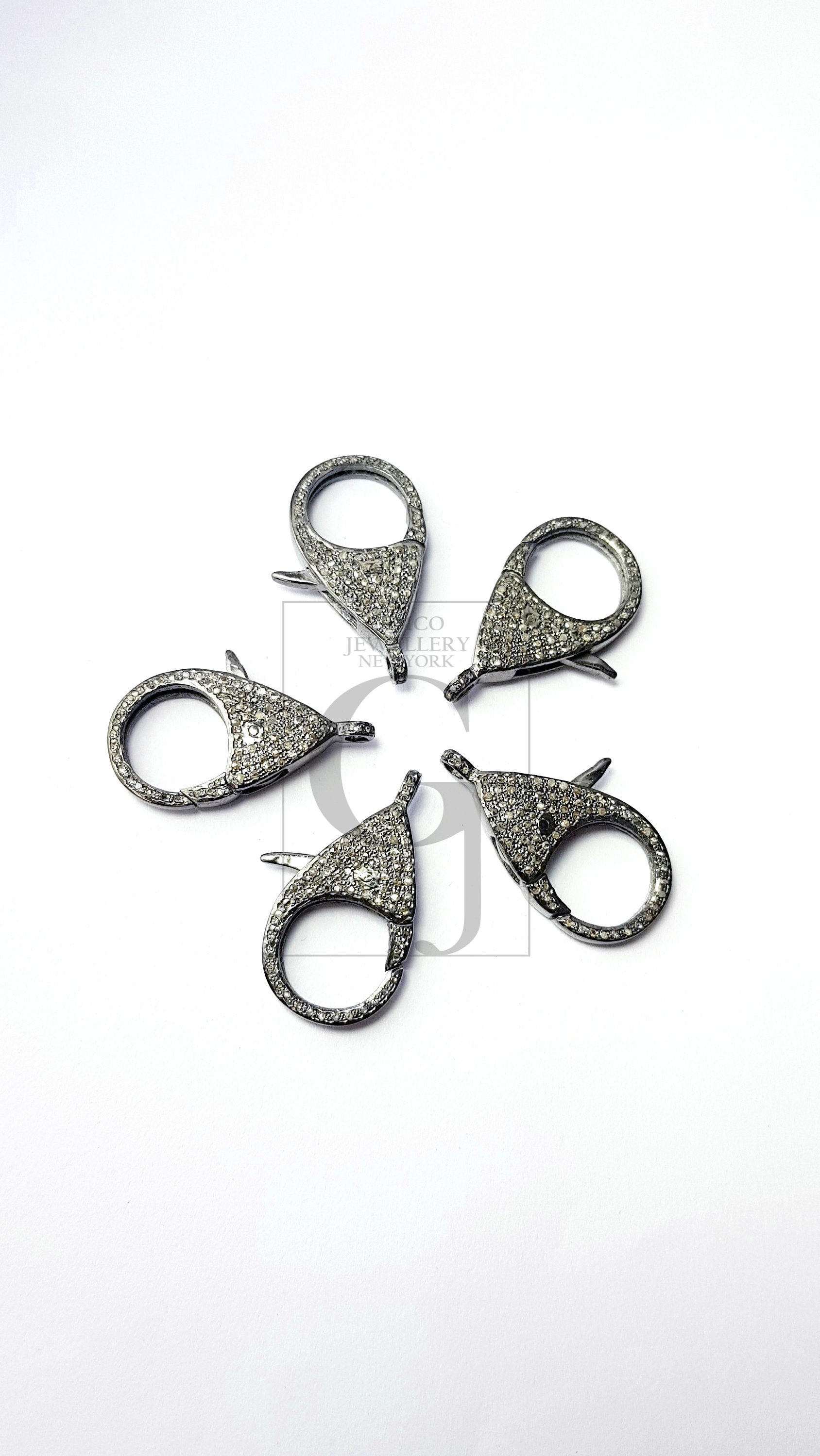 Pave diamond clasps, rose cut diamond lobster clasp,925 sterling silver handmade finish clasp, diamond jump ring , jewelry making supplies