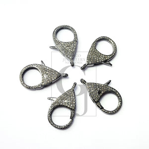 Pave diamond clasps, rose cut diamond lobster clasp,925 sterling silver handmade finish clasp, diamond jump ring , jewelry making supplies