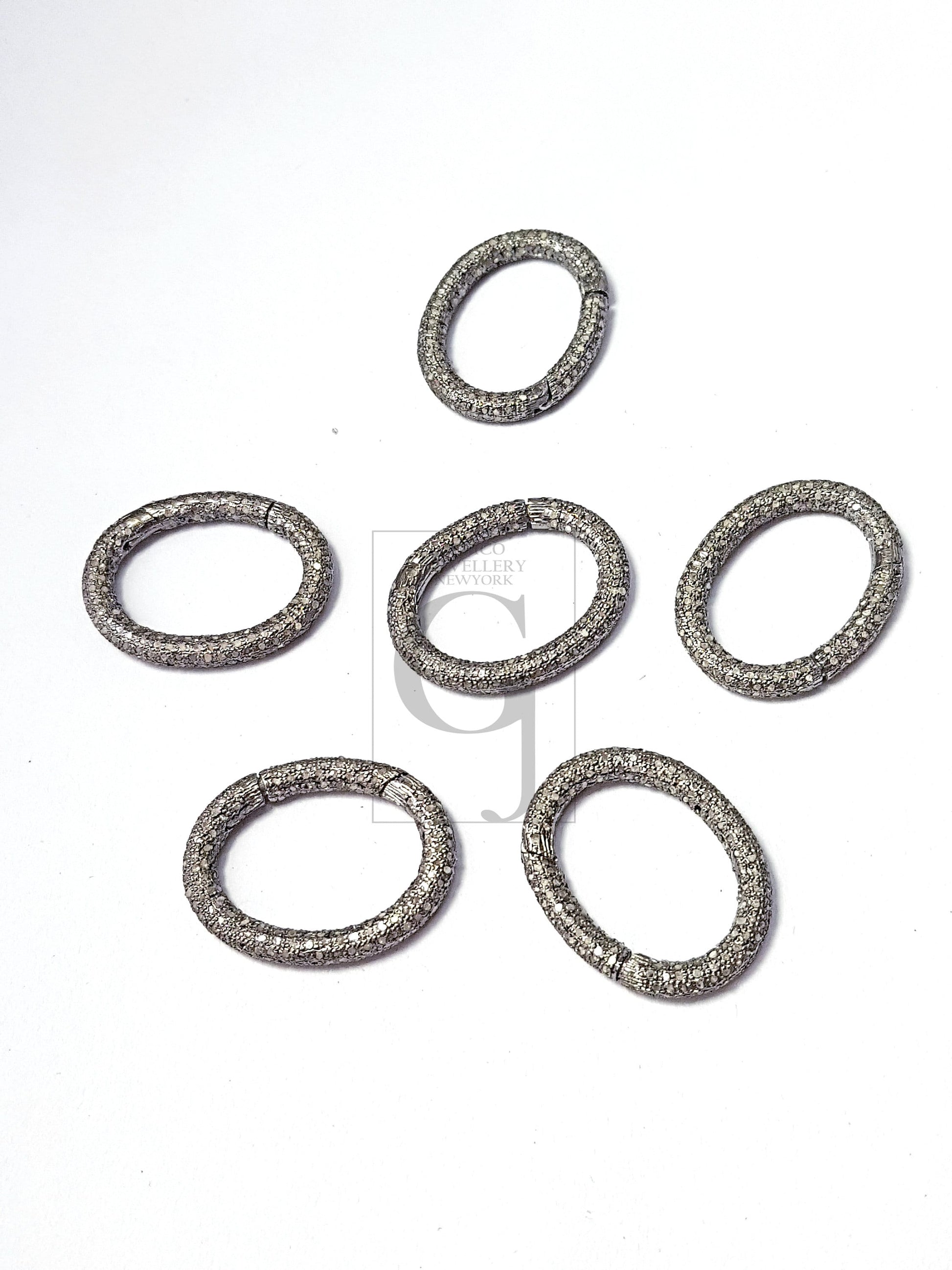 Pave diamond clasp,rose cut diamond pave clasp,925 sterling silver diamond handmade  round design lock, pave diamond carabiner lock
