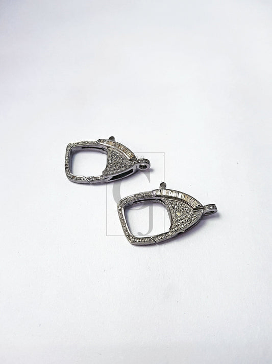 Pave Rosecut Diamond Clasp 925 Sterling Silver Handmade Very Beautiful Pave Diamond Lobster Clasp Flat Diamond Designer Clasp Size 30mm