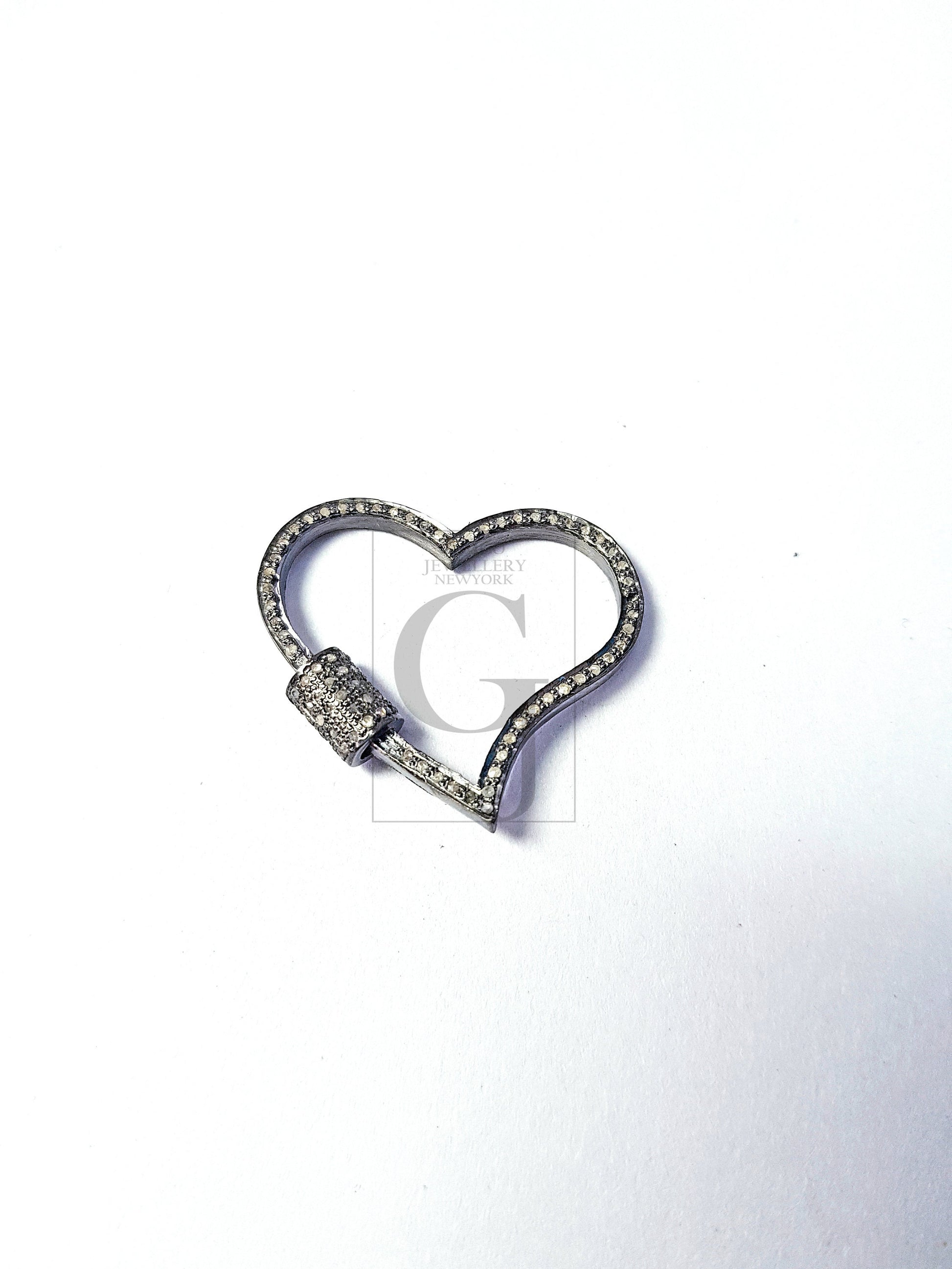 Pave Diamond 925 Sterling Silver Heart Fashionable Design Clasp Diamond Locks
