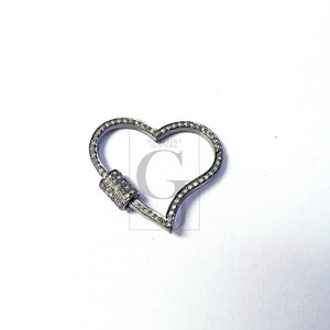 Pave Diamond 925 Sterling Silver Heart Fashionable Design Clasp Diamond Locks