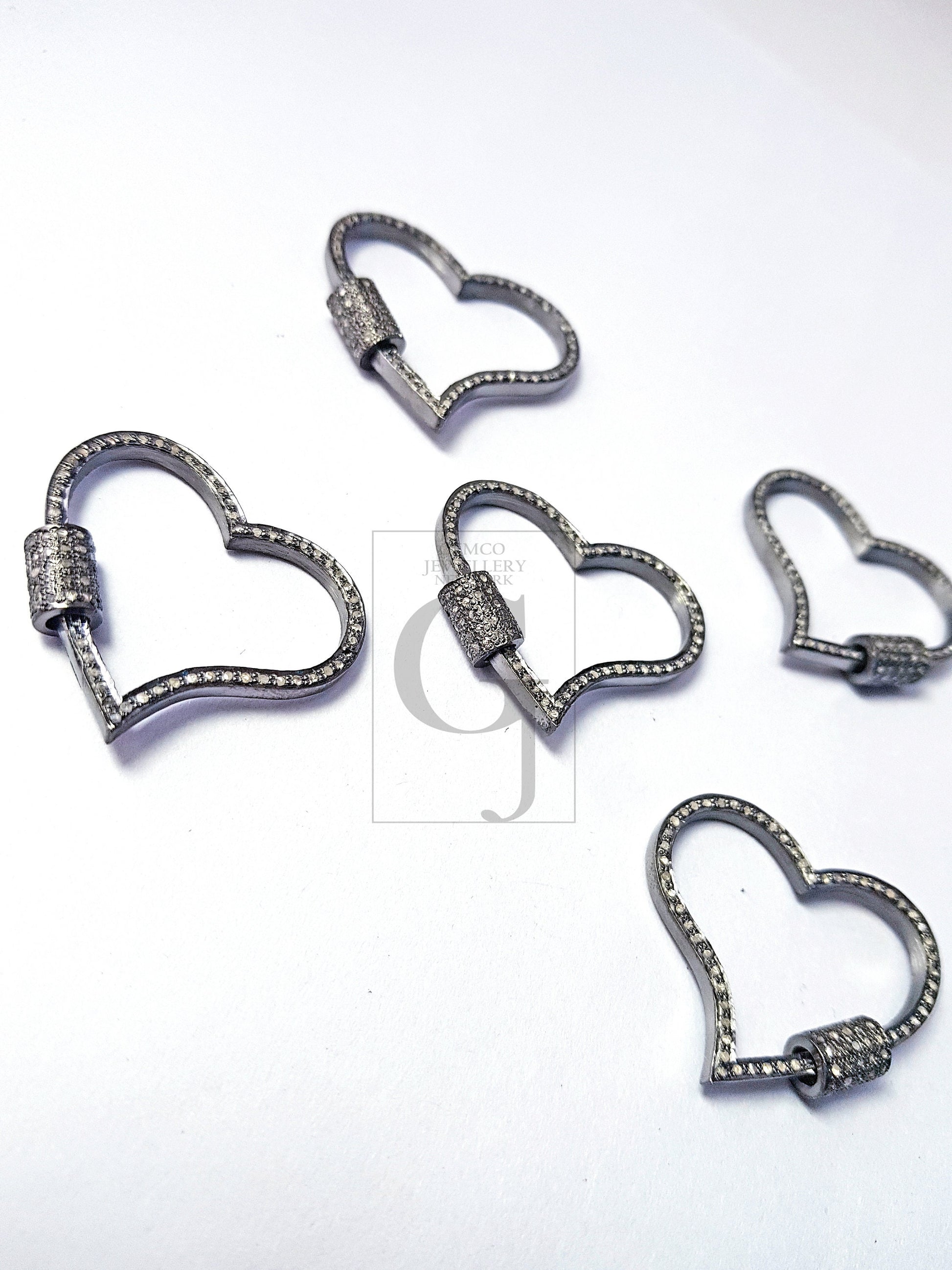 Pave Diamond 925 Sterling Silver Heart Fashionable Design Clasp Diamond Locks