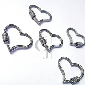 Pave Diamond 925 Sterling Silver Heart Fashionable Design Clasp Diamond Locks